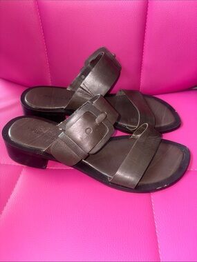 Nine West Buckled Heeled Sandals Brown Size 7